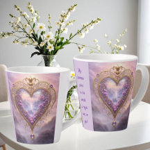 Viktorianisches goldenes Herz mit lila Blume, Vint