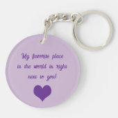 Viktorianisches goldenes Herz mit lila Blume, Vint Schlüsselanhänger (Rückseite)