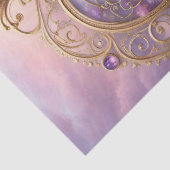 Viktorianisches goldenes Herz mit lila Blume, Vint Seidenpapier (Detail)