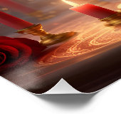 Viktorianisches goldenes Herz mit rote Rosen, Vint Poster (Ecke)