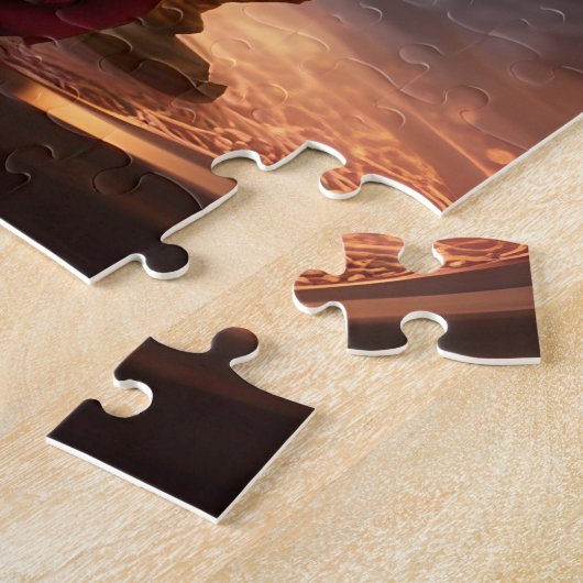 Viktorianisches goldenes Herz mit rote Rosen, Vint Puzzle (Seite)