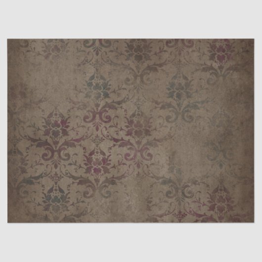 Viktorianisches Gothic Brown Damask Tissue Paper Seidenpapier (Vorderseite)