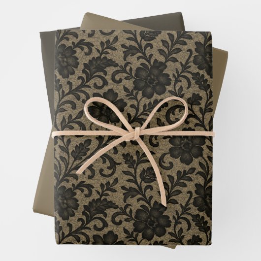 Viktorianisches Gothic Lace & Perchment 3-Blatt-Se Geschenkpapier Set (Beispiel)