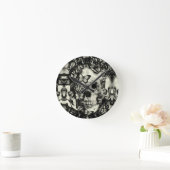 Viktorianisches Gothic-Spitzen-Schädelmuster Runde Wanduhr (Zuhause)