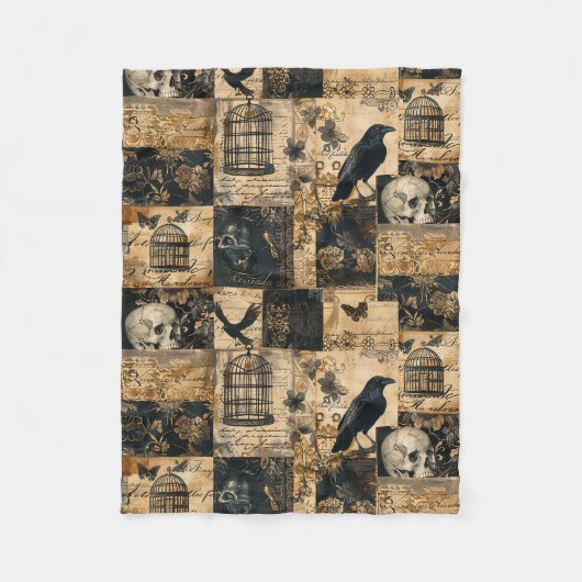 Viktorianisches gotisches Halloween-Patchwork Fleecedecke (Vorderseite)
