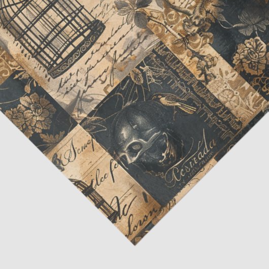 Viktorianisches gotisches Halloween-Patchwork Seidenpapier (Ausschnitt)