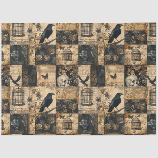 Viktorianisches gotisches Halloween-Patchwork Seidenpapier (Vorderseite)
