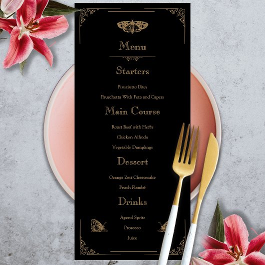 Viktorianisches Gotisches Hochzeitmenü