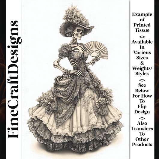 Viktorianisches gotisches Skelett AH9 Decoupage Seidenpapier