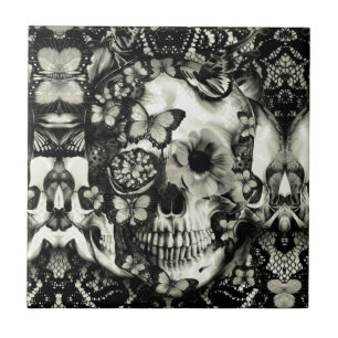 Viktorianisches gotisches Spitzeschädelmuster Fliese