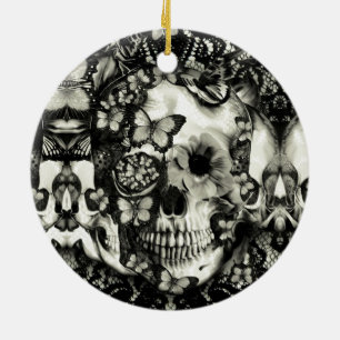 Viktorianisches gotisches Spitzeschädelmuster Keramik Ornament