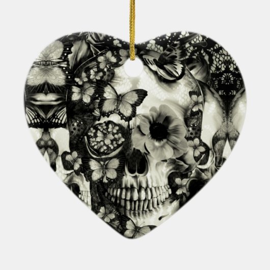Viktorianisches gotisches Spitzeschädelmuster Keramikornament (Hinten)