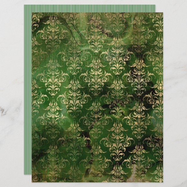 Viktorianisches Grunge Gothic Green Scrapbook (Vorne/Hinten)