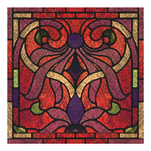 Viktorianisches Hartglas in Maroon und Rot Fotodruck (Vorne)