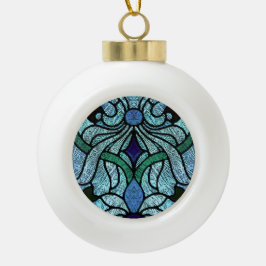 Viktorianisches Hartglas in Rich Blue Keramik Kugel-Ornament