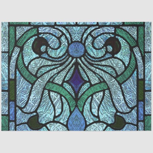 Viktorianisches Hartglas in Rich Blue Seidenpapier (Vorderseite)