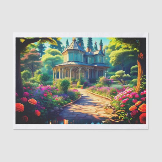 Viktorianisches Haus im Wald Seidenpapier (Vorderseite)