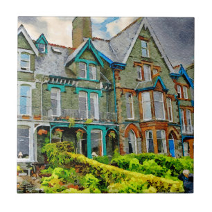 Viktorianisches Haus in Keswick in Aquarellfarbe Fliese