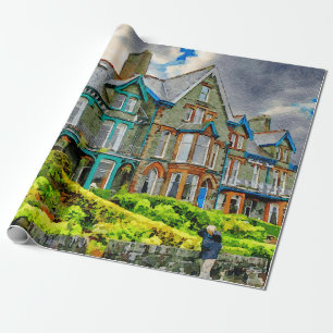 Viktorianisches Haus in Keswick in Aquarellfarbe Geschenkpapier