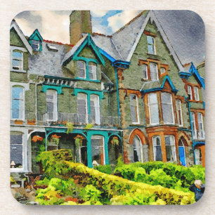 Viktorianisches Haus in Keswick in Aquarellfarbe Getränkeuntersetzer