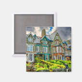 Viktorianisches Haus in Keswick in Aquarellfarbe Magnet (Vorderseite/Rückseite)