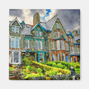 Viktorianisches Haus in Keswick in Aquarellfarbe Magnet