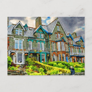 Viktorianisches Haus in Keswick in Aquarellfarbe Postkarte