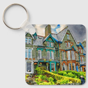 Viktorianisches Haus in Keswick in Aquarellfarbe Schlüsselanhänger
