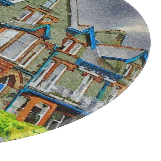 Viktorianisches Haus in Keswick in Aquarellfarbe Schneidebrett (Ecke)