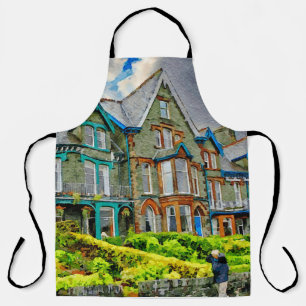 Viktorianisches Haus in Keswick in Aquarellfarbe Schürze