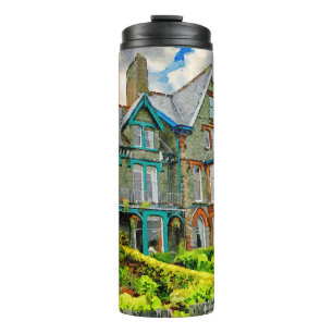 Viktorianisches Haus in Keswick in Aquarellfarbe Thermosbecher