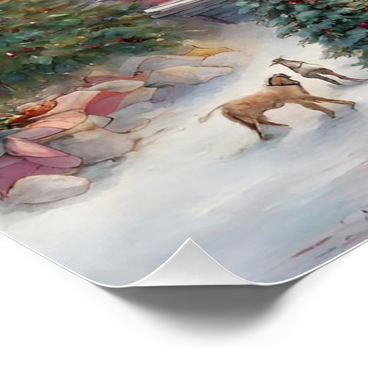 Viktorianisches Haus, Ladys, Kinder am Heiligabend Poster (Ecke)