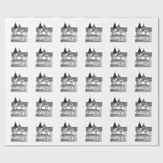 Viktorianisches Haus-Muster Geschenkpapier (Flach)