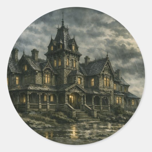 Viktorianisches Herrenhaus von BurnsInHell Runder Aufkleber (Vorderseite)
