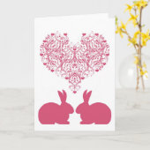 Viktorianisches Herz mit Bunnies Grußkarte Karte (Gelbe Blume)
