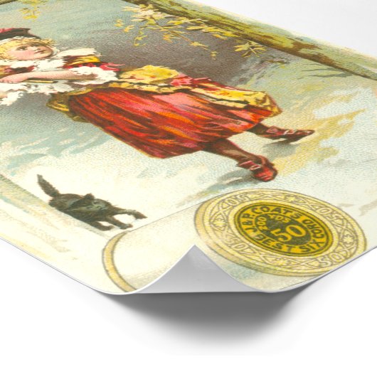 Viktorianisches Hexenmädchen mit schwarzer Katze Poster (Ecke)