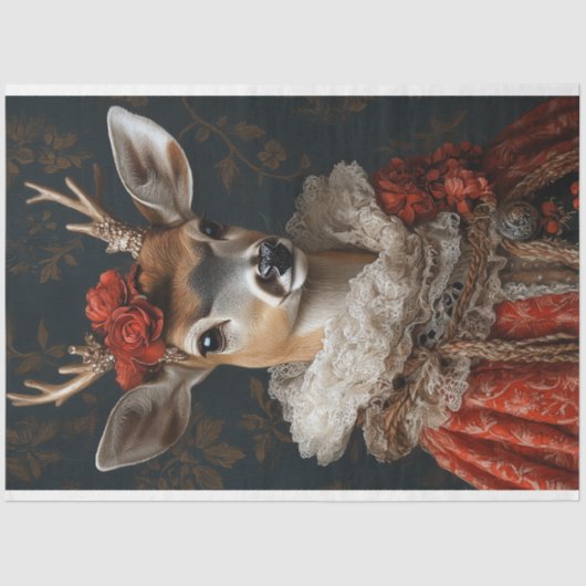Viktorianisches Hirschportrait Seidenpapier (Vorderseite)