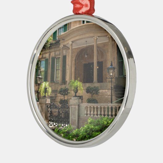 Viktorianisches historisches Haus 2 Silbernes Ornament (Links)