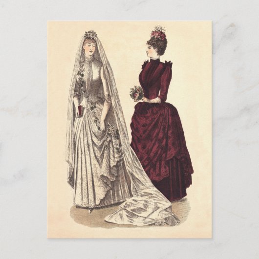 Viktorianisches Hochzeitskleid Postkarte (Vorderseite)