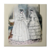Viktorianisches Hochzeitskleid zwei Frauen Fliese (Vorderseite)