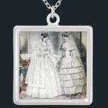 Viktorianisches Hochzeitskleid zwei Frauen Versilberte Kette<br><div class="desc">Das Viktorianische Hochzeitskleid ist in einem 1850 erschienenen Magazin mit der aktuellsten Hochzeitsmode des Tages zu sehen. Schöne Kunst!</div>