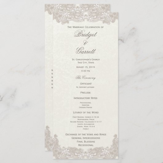 Viktorianisches Hochzeitsprogramm für Flora Programm (Vorne/Hinten)