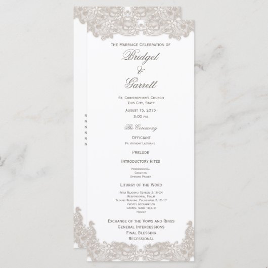 Viktorianisches Hochzeitsprogramm für Flora Programm (Vorne/Hinten)