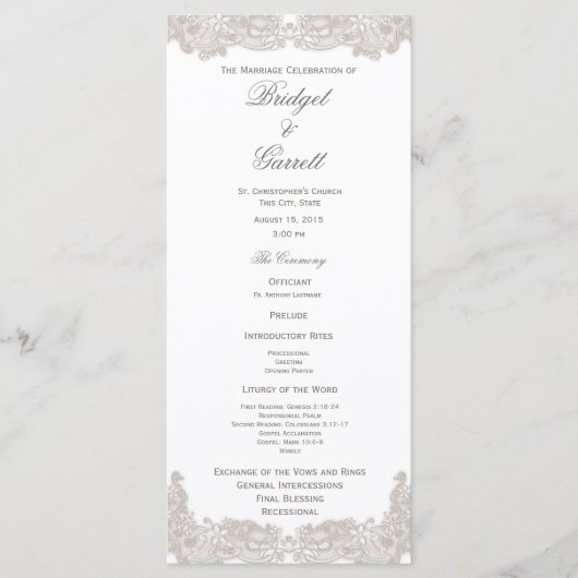 Viktorianisches Hochzeitsprogramm für Flora Programm (Vorderseite)