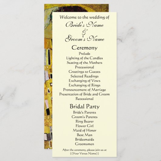 Viktorianisches Hochzeitsprogramm, The Kiss, Gusta Programm (Vorne/Hinten)