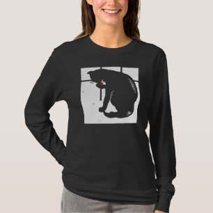 Viktorianisches Holzschnitt Schwarze Katze auf T-S T-Shirt