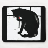 Viktorianisches Holzschnitt Schwarze Katze Mousepa Mousepad (Vorne)