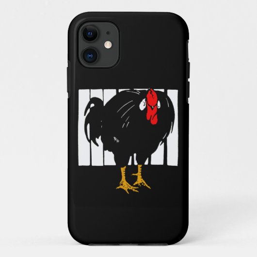 Viktorianisches Holzschnitt Schwarzer Rooster Case-Mate iPhone Hülle (Rückseite)