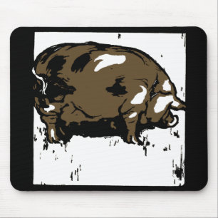 Viktorianisches Holzschnitt-Schwein oder Schwein M Mousepad
