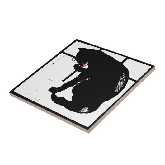 Viktorianisches Holzschnitt Tierkatzen Untersetzer (Seite)